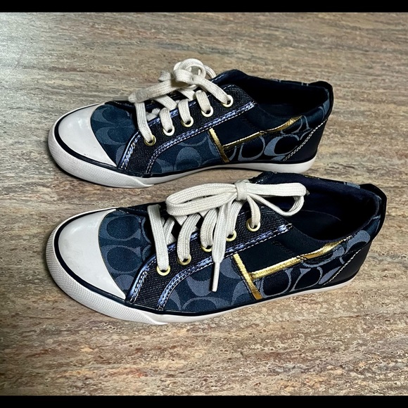Coach Shoes - Coach Barrett sneakers navy blue and Gold